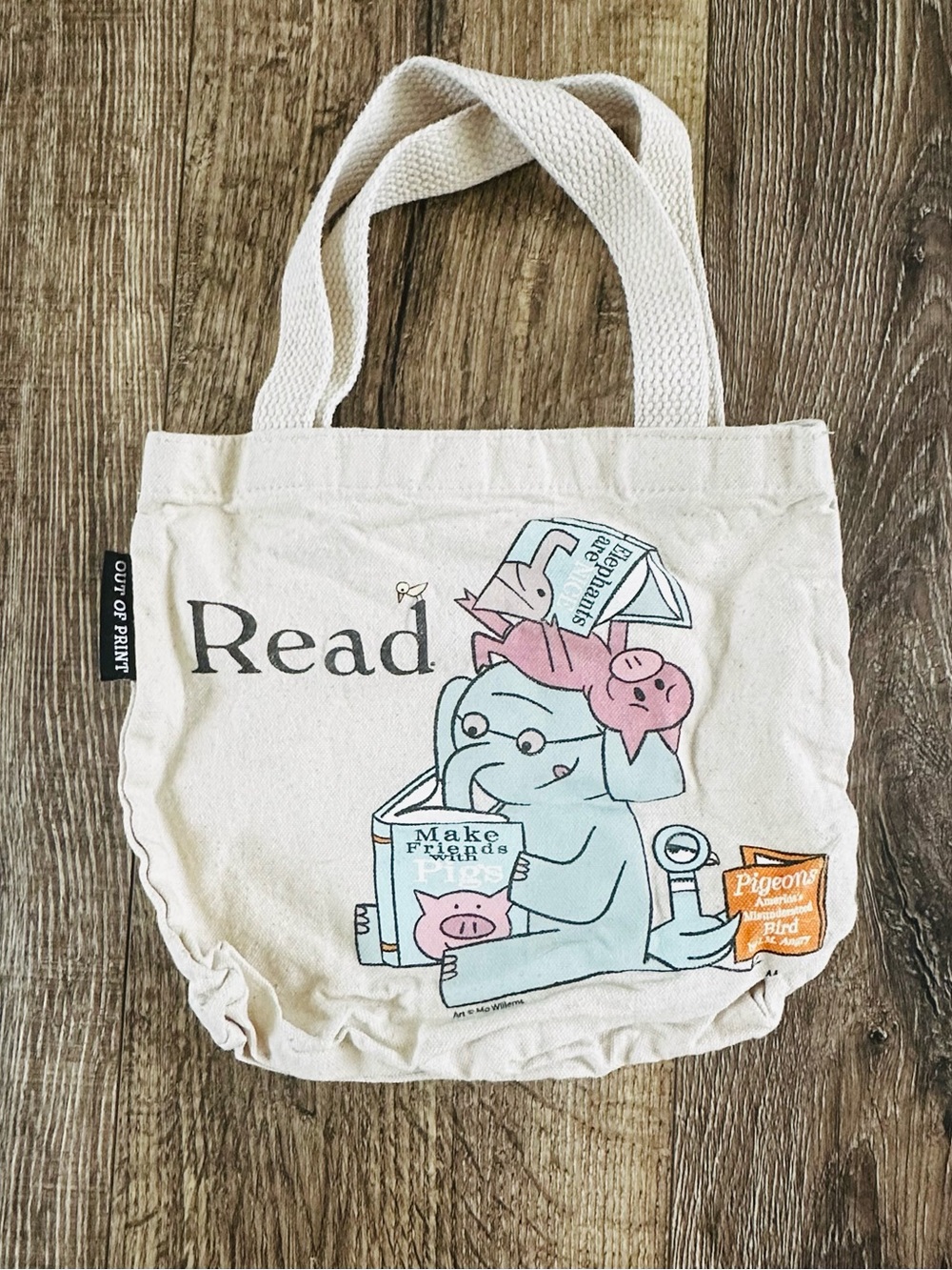 Elephant & Piggie Kids Out of Print Mini Canvas Tote Bag Mo Willems